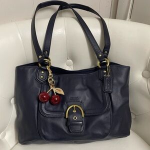 Coach Navy Leather Tote Bag